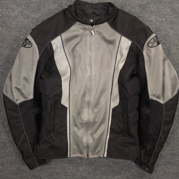 Joe Rocket Motorcycle Jacket Mens M Tall Silver Mesh Armored Removable Liner